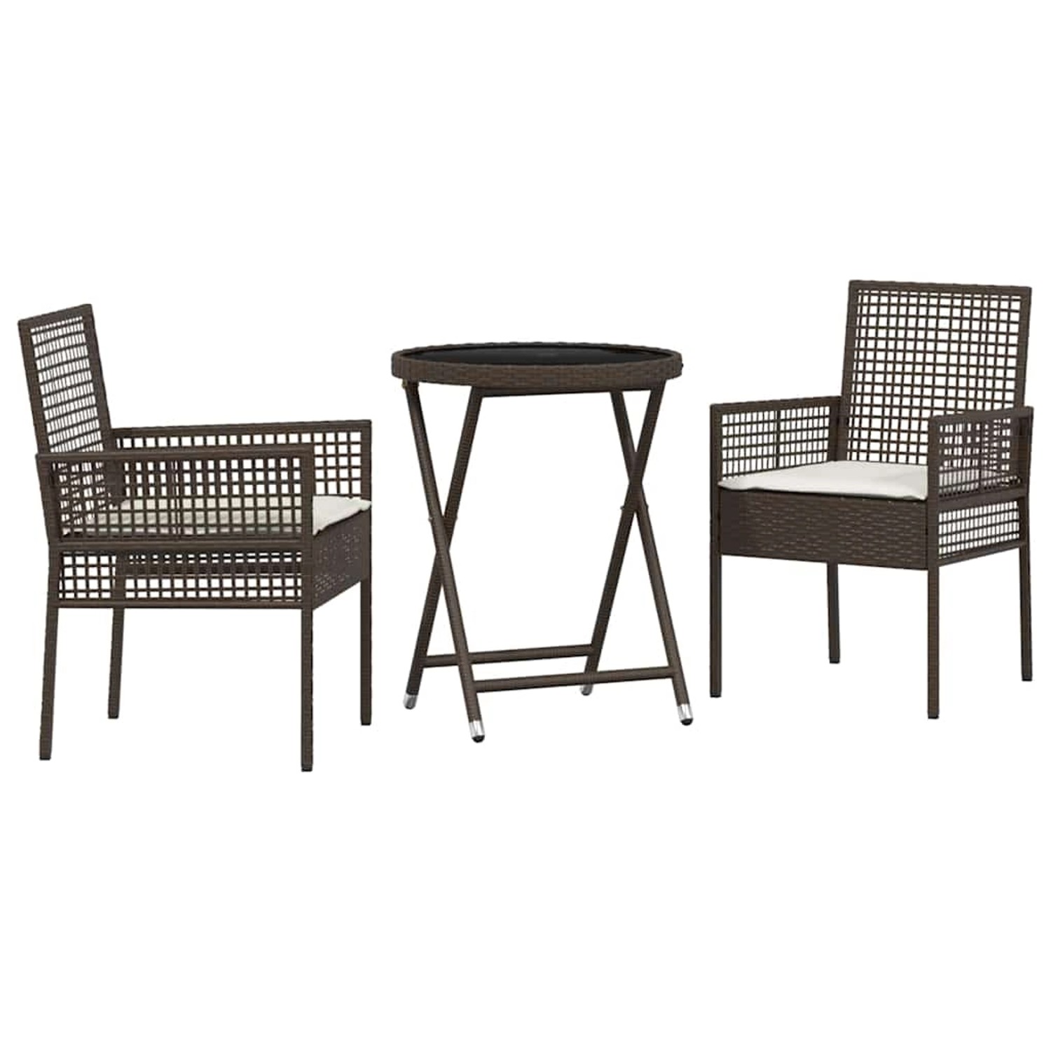 vidaXL Garten Bistro Set 3-Tlg Braun Poly Rattan 3334963