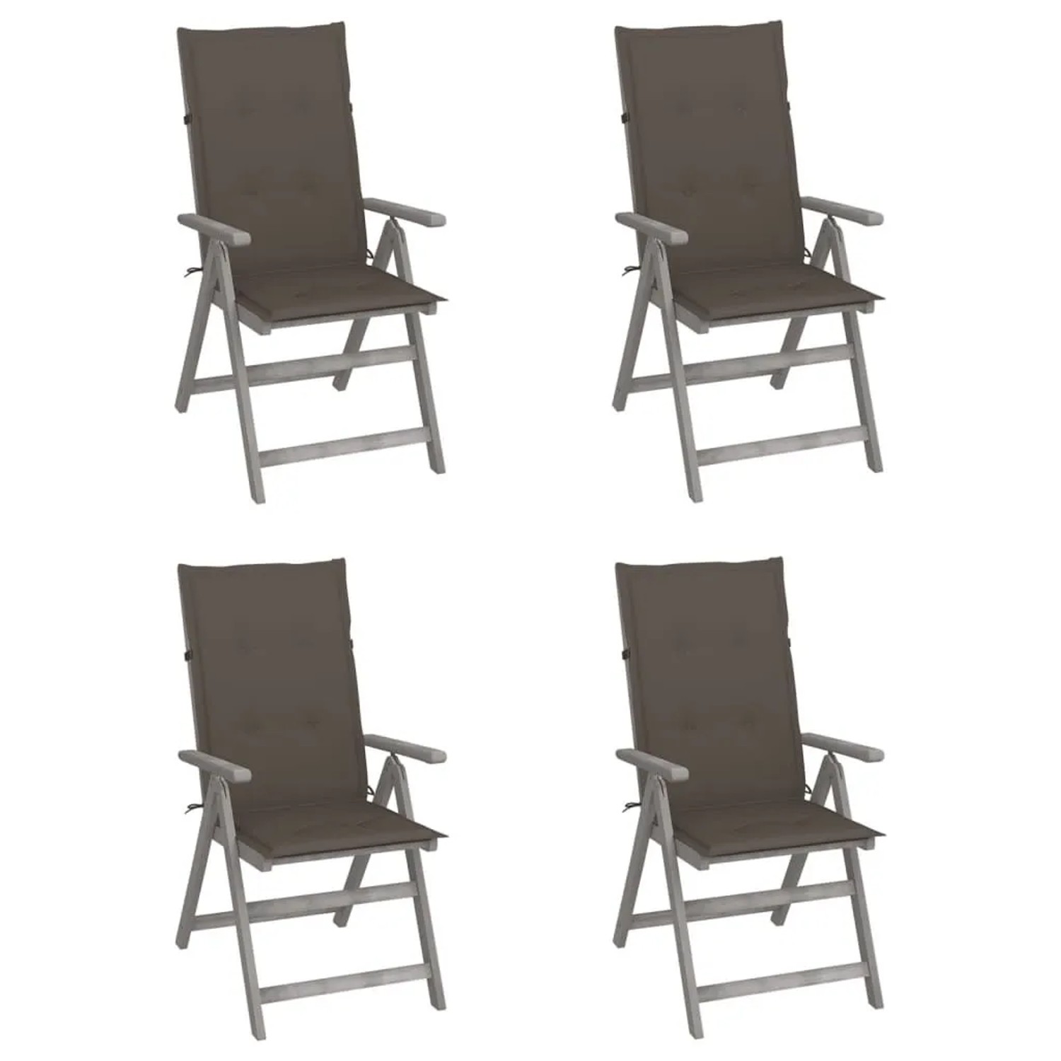 vidaXL Hochlehner Verstellbar 4 Stk mit Auflagen Massivholz Akazie 3065385