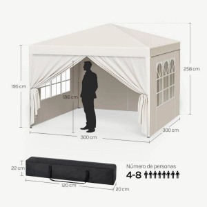 WOLTU Pavillon Pop-Up Wasserdichter Sonnenschutz Pagodenzelt 3x3 m Beige