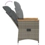 Grauer vidaXL Poly Rattan Gartensessel mit verstellbarer Rückenlehne und Kissen.