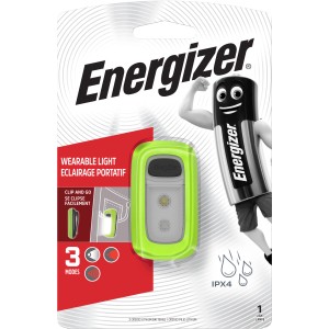 Energizer Wearable Light Speziallampe: Grüne Clip-Taschenlampe mit LED, spritzwassergeschützt.