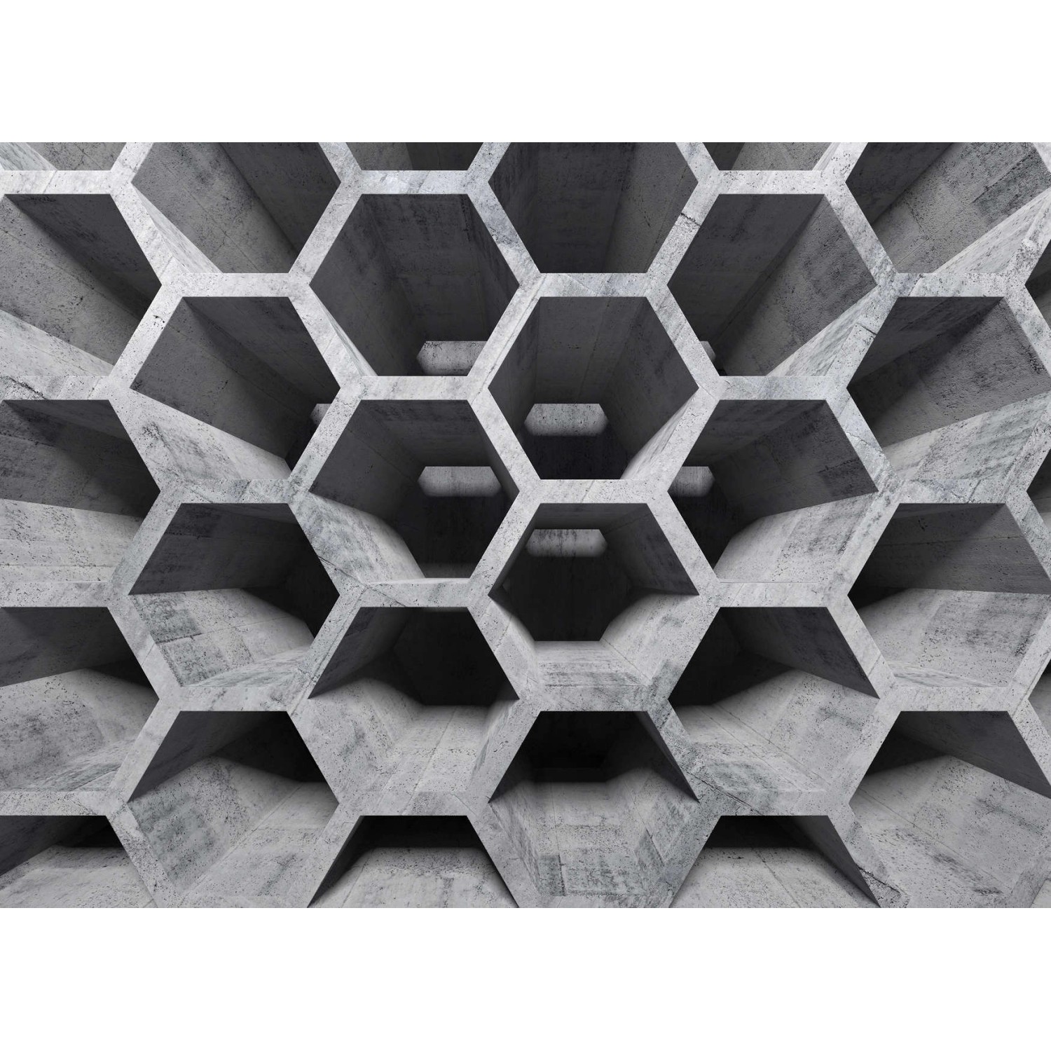 Fototapete Hexagon Muster 3D Effekt Grau Schwarz 3,50 m x 2,55 m FSC® günstig online kaufen