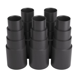 5er Set schwarze Bauheld Staubsaugeradapter aus PVC-Gummi.