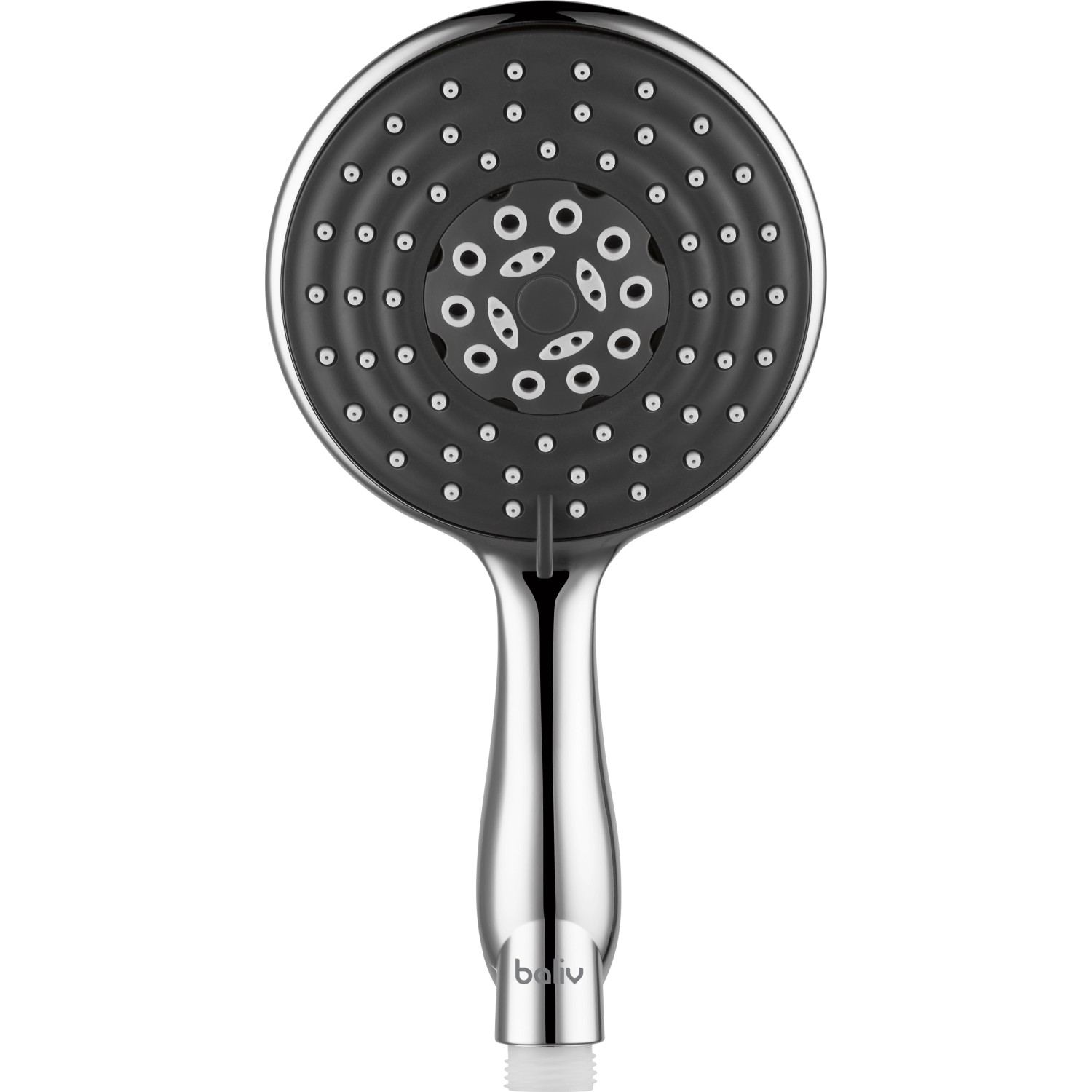 baliv Handbrause HBR-120.210, verchromt/anthrazit, mit 3 Strahlarten und Antikalk-Noppen.