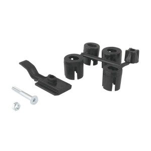 Montageteile für Force MTB Schutzblech: Schraube, Mutter, Halterung und Gabelreduzierungen.