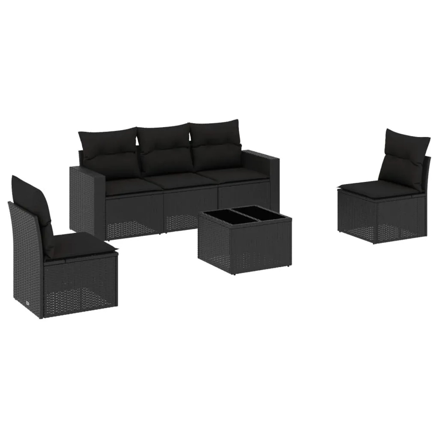 vidaXL 6-Tlg Garten-Sofagarnitur mit Kissen Schwarz Poly Rattan 3251132 günstig online kaufen