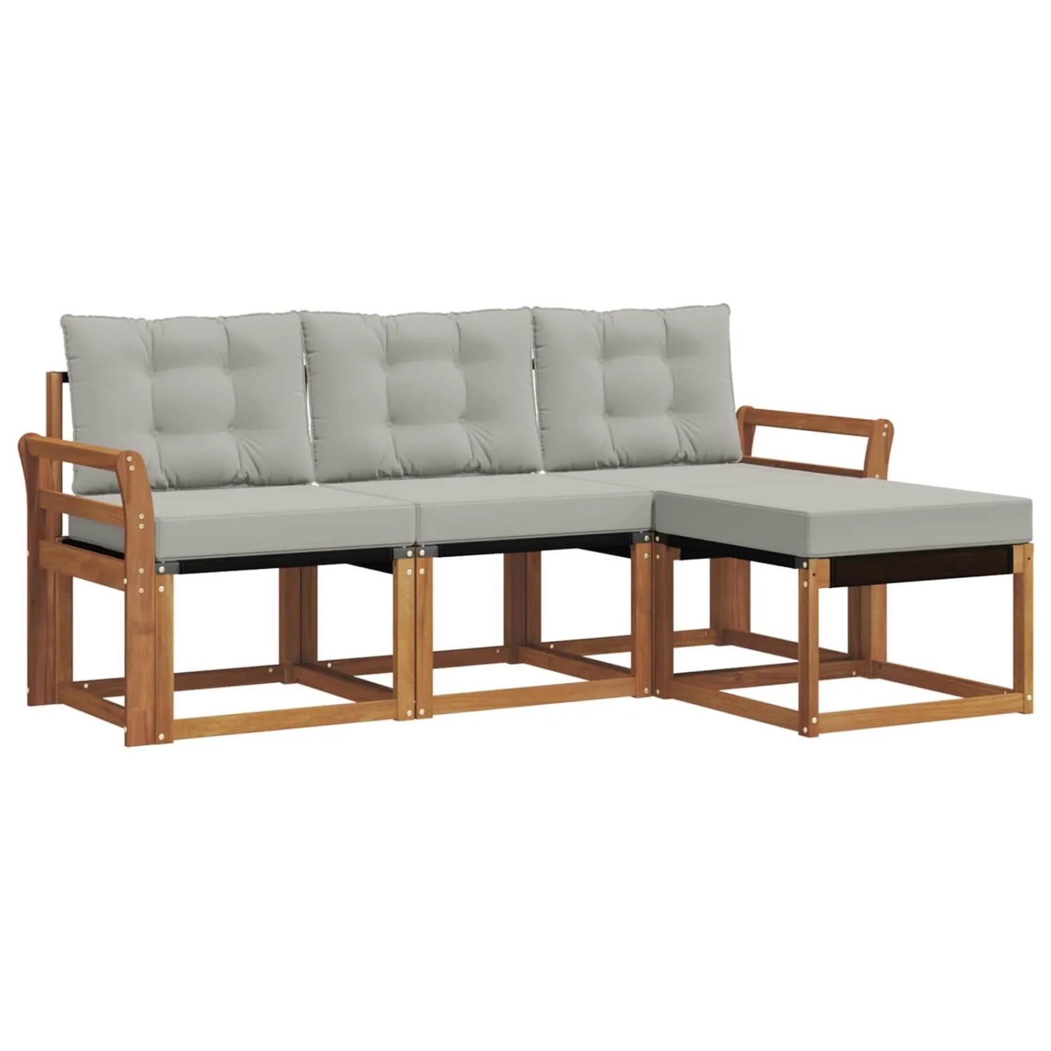 vidaXL Outdoor-Sofagarnitur mit Kissen 4-Tlg Natur und Hellgrau 3368546