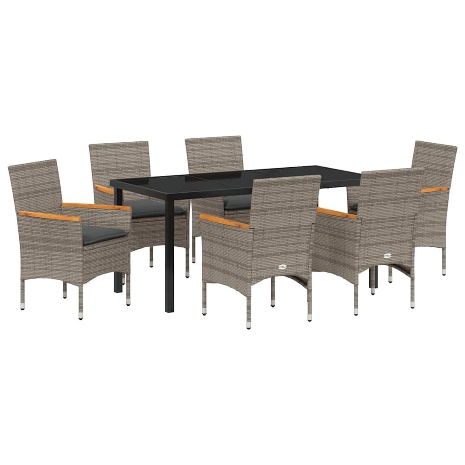 vidaXL Garten Essgruppe mit Kissen 7-Tlg Grau Poly Rattan 3379853 günstig online kaufen
