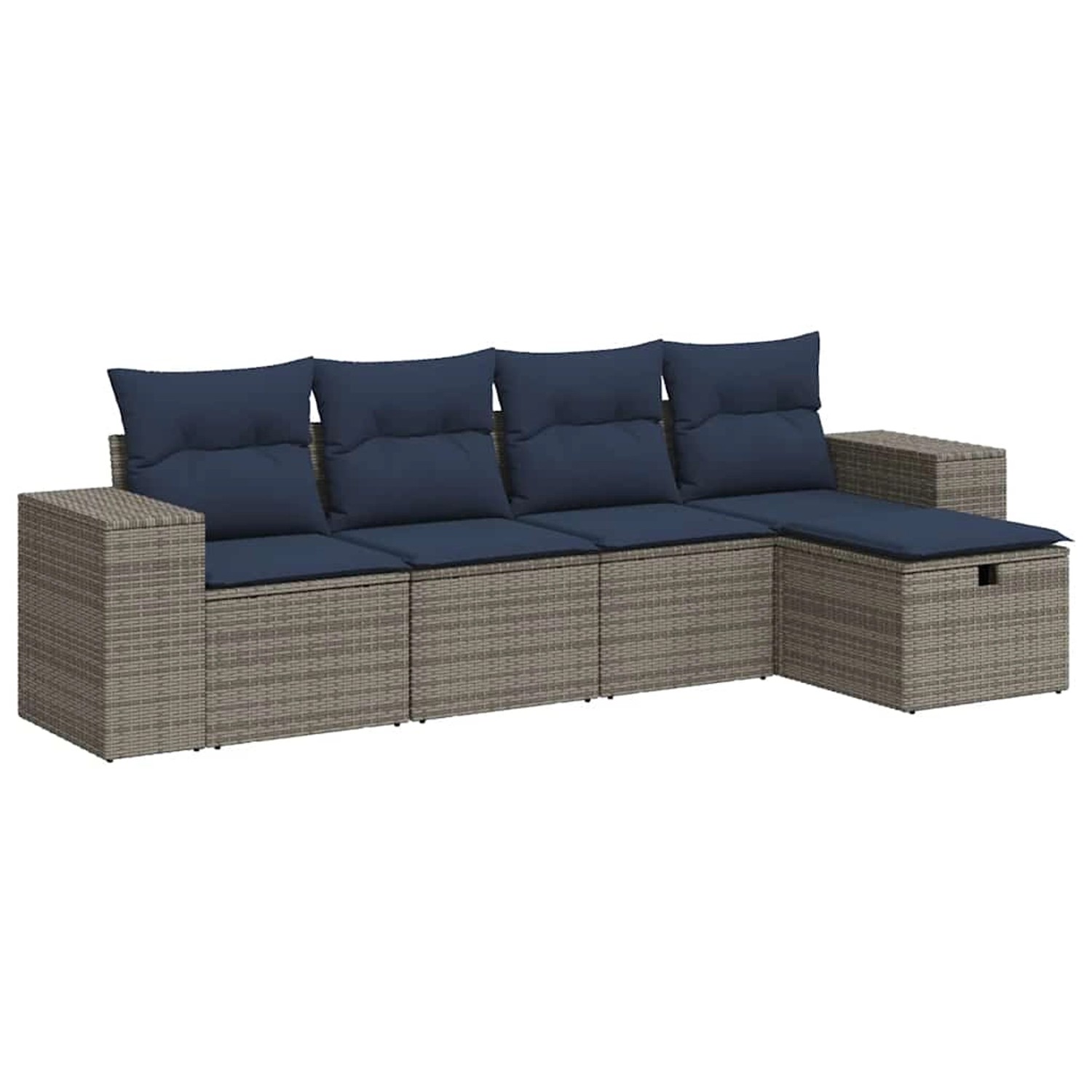 vidaXL 5-Tlg Garten-Sofagarnitur mit Kissen Grau Poly Rattan 3325667 günstig online kaufen
