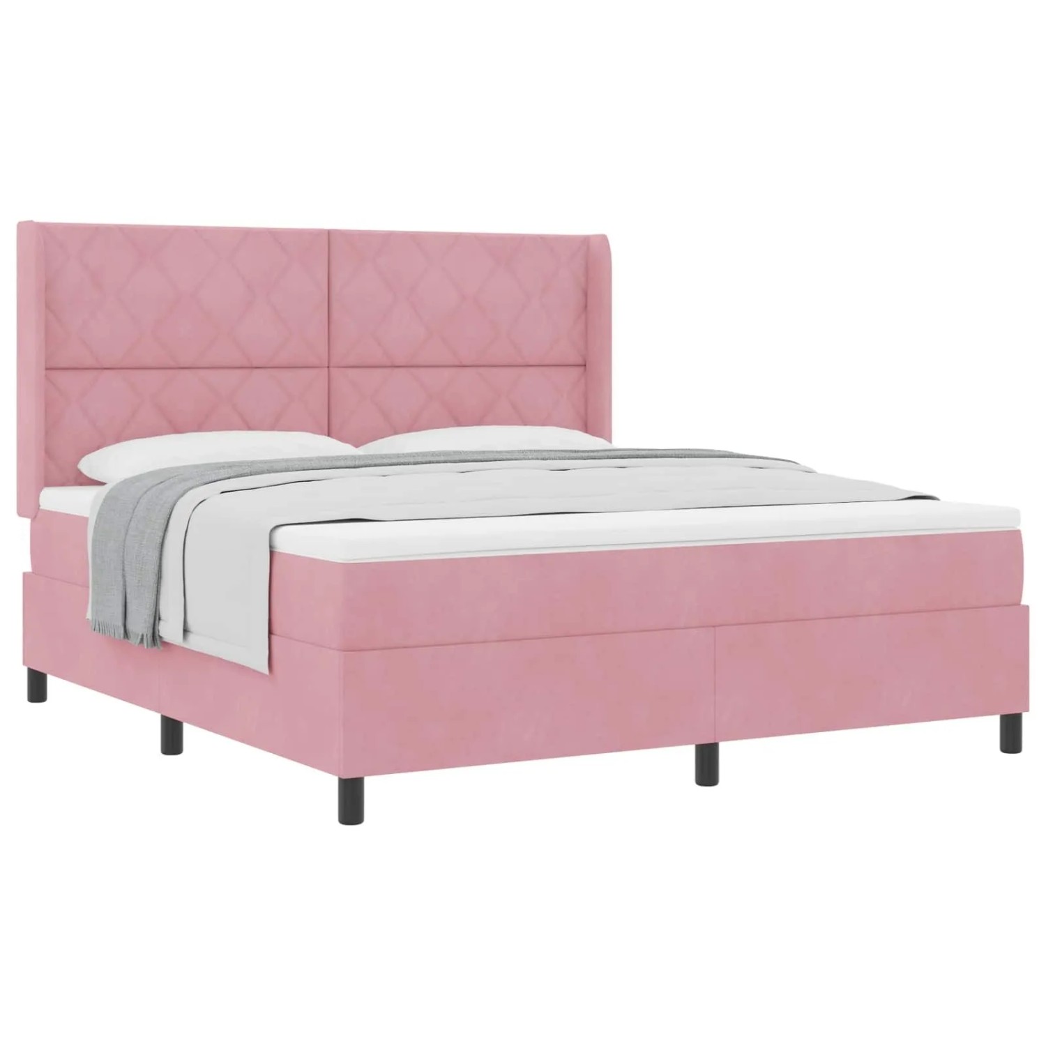vidaXL Boxspringbett mit Matratze mit Kopfteil Rosa 180 x 200 cm Samt 3342079