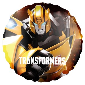 Runder Folienballon mit Transformers Bumblebee Motiv, Ø 45 cm für Partys.