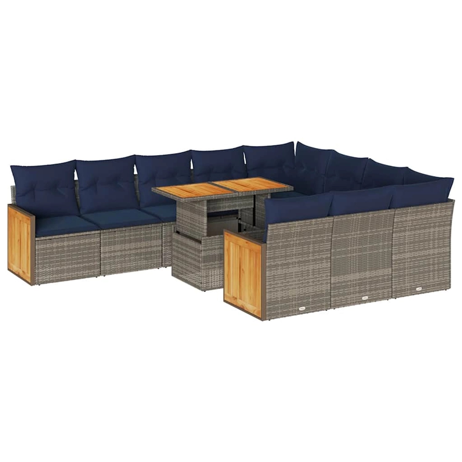 vidaXL 11-Tlg Garten-Sofagarnitur mit Kissen Grau Poly Rattan Akazie 332776 günstig online kaufen