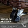 Detailaufnahme: Rad mit Bremse am braunen Outsunny Hochbeet aus Rattan und Stahl.