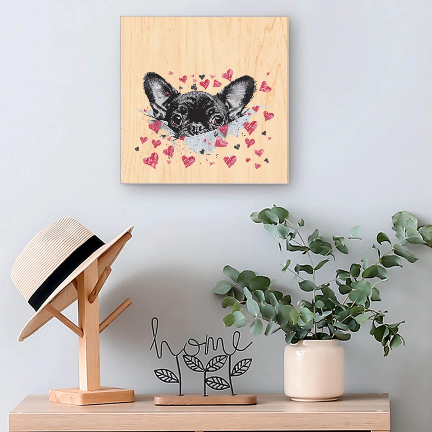 Banjado Schlüsselkasten mit Chihuahua Motiv, Holz, 30x30cm, für 50 Schlüssel. Dekorativer Schlüsselorganizer.