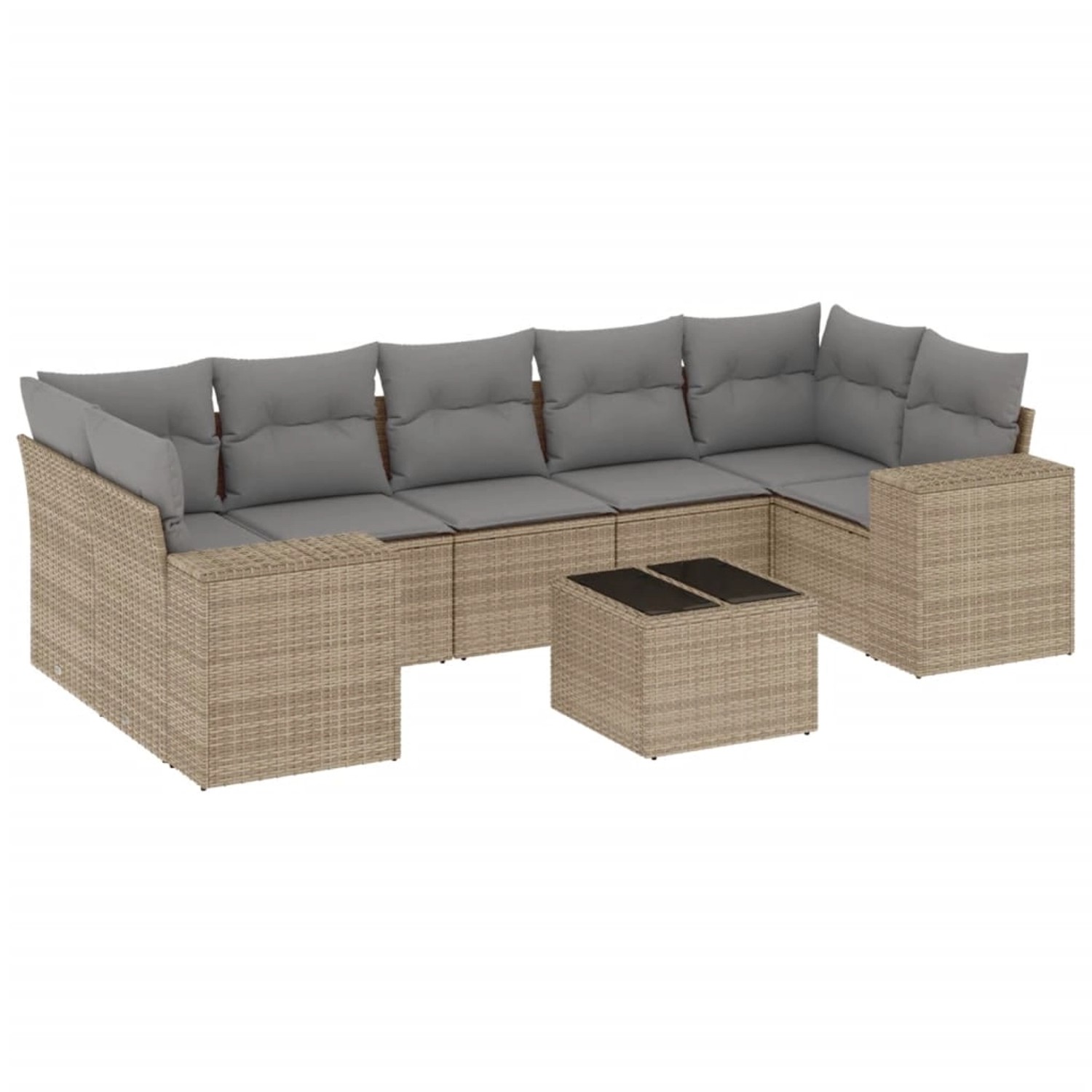 vidaXL 8-Tlg Garten-Sofagarnitur mit Kissen Beige Poly Rattan 3254676 günstig online kaufen
