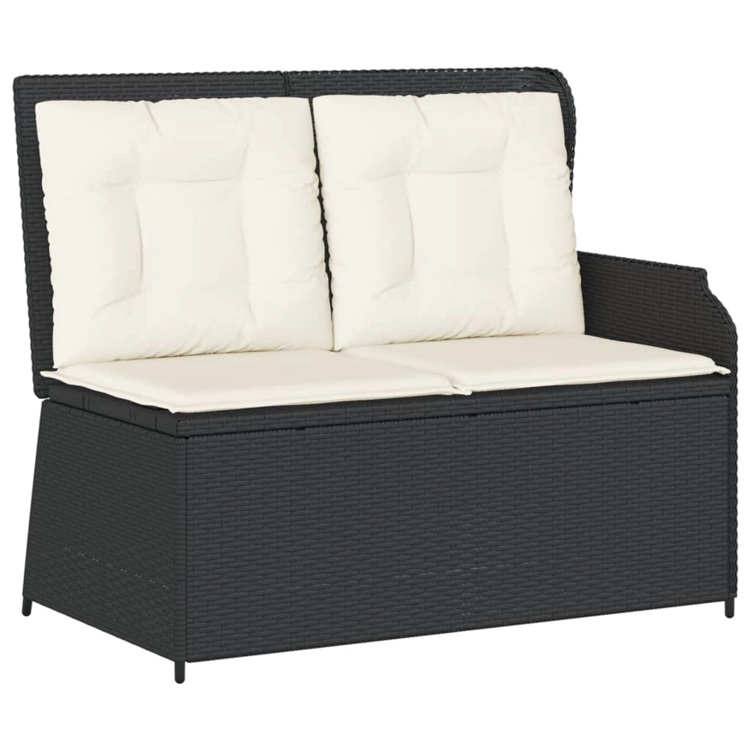 furnicato Gartenbank Verstellbar mit Kissen Schwarz Poly Rattan günstig online kaufen