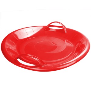 Roter Ondis24 Tellerschlitten Kamikaze (60cm) aus Kunststoff mit Griffen.