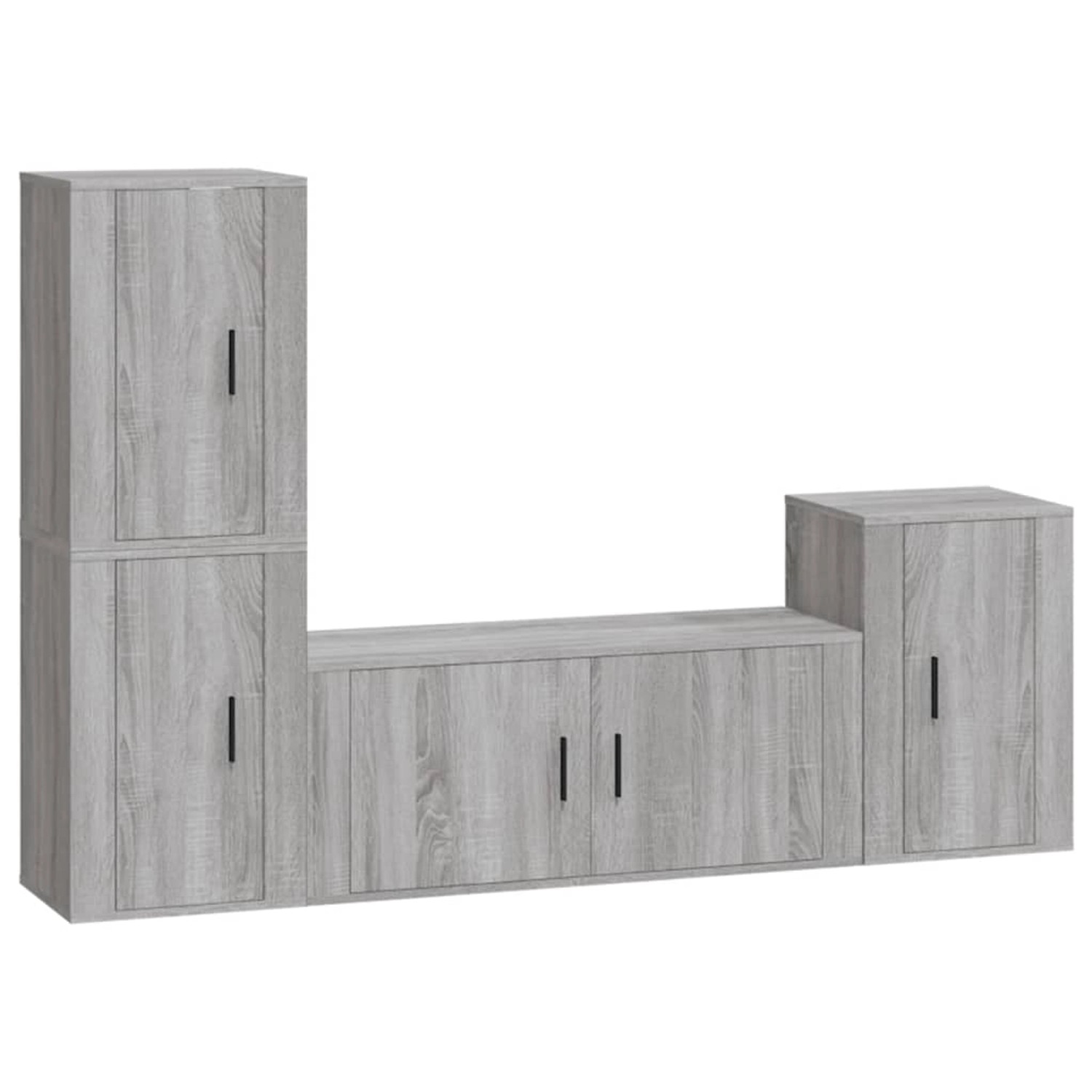 vidaXL 4-Tlg TV-Schrank-Set Grau Sonoma Holzwerkstoff 3188604