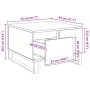 Quadratischer Couchtisch Artisan-Eiche 55x55x36,5 cm aus Holzwerkstoff mit Schublade und offenem Fach.