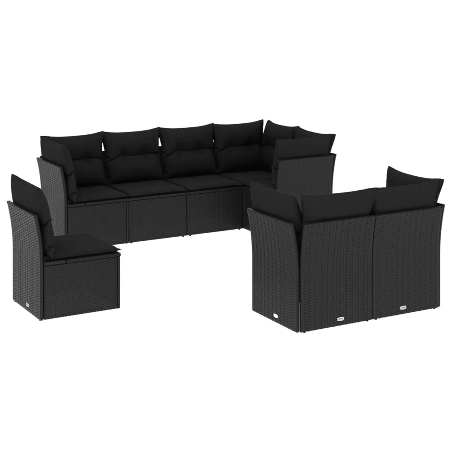 vidaXL 8-tlg Garten-Sofagarnitur mit Kissen Schwarz Poly Rattan Modell 4 günstig online kaufen