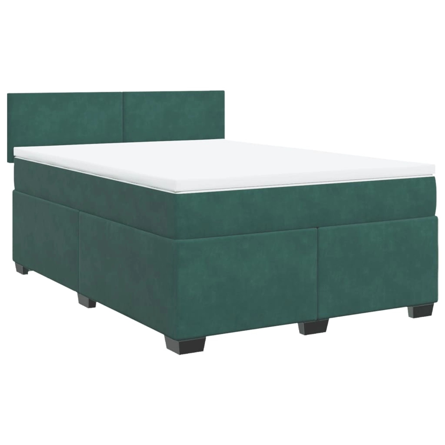 vidaXL Boxspringbett mit Matratze Dunkelgrün 140x190 cm Samt 3286303 günstig online kaufen