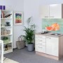 Flex-Well Miniküche Orlando, 100 cm, Kaschmir/Sonoma Eiche, mit Kochfeld und Spüle.