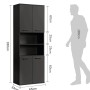 Mokebo Bad Hochschrank „Der Kapitän“ in Anthrazit, 180 cm hoch, mit offenen und geschlossenen Fächern.