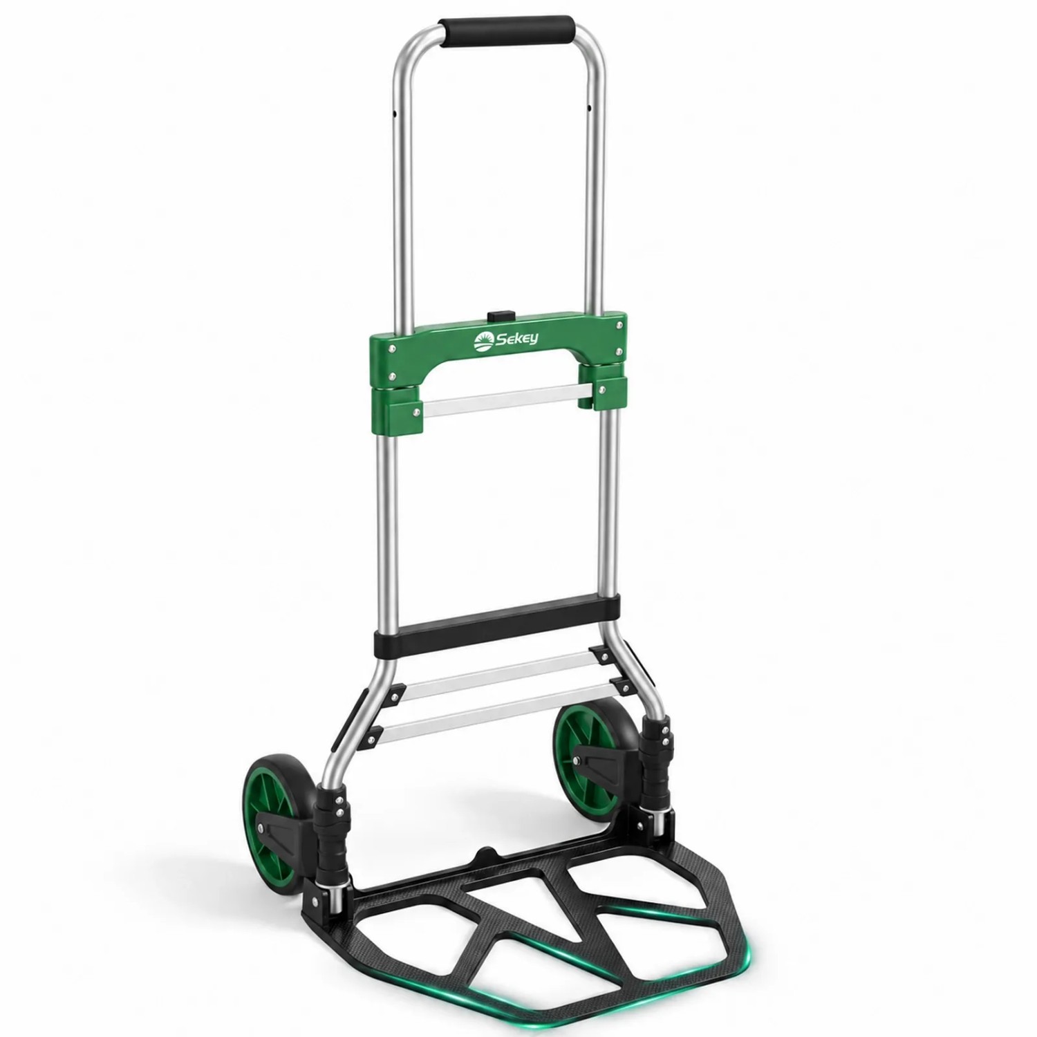 Sekey Sackkarre 150kg Klappbar Transportkarre XXL Anti-Rutsch Plattform mit 2 Expanderseilen Verstärkter Alurahmen Höhenverstellbar 77-107cm
