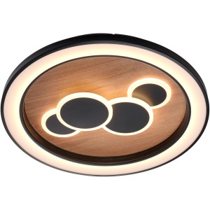 Paul Neuhaus LED-Deckenleuchte Eliza, Holz-Natur, Ø 60 cm, runde Deckenlampe mit Holz und LED Ringen.