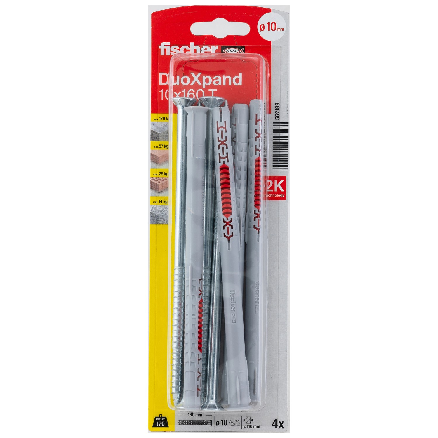 Fischer Langschaftdübel DuoXpand T Senkkopfschraube 10 mm x 160 mm 4 Stück