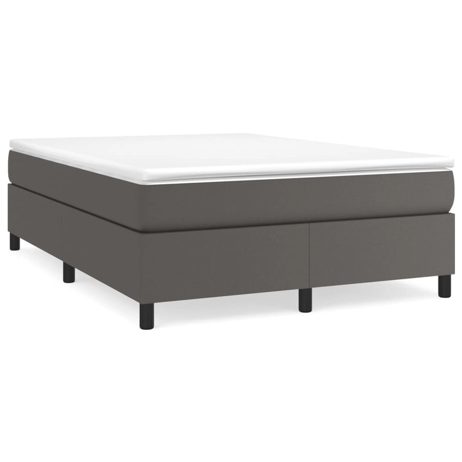 vidaXL Boxspringbett mit Matratze Grau 140x200 cm Kunstleder 3144612 günstig online kaufen