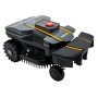 Ambrogio Mähroboter Zeta R, schwarz-orange, mit großem roten Stop-Knopf.