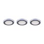 3er Set Trio LED Einbaustrahler Argus, chromfarben, dimmbar mit Farbwechsler.