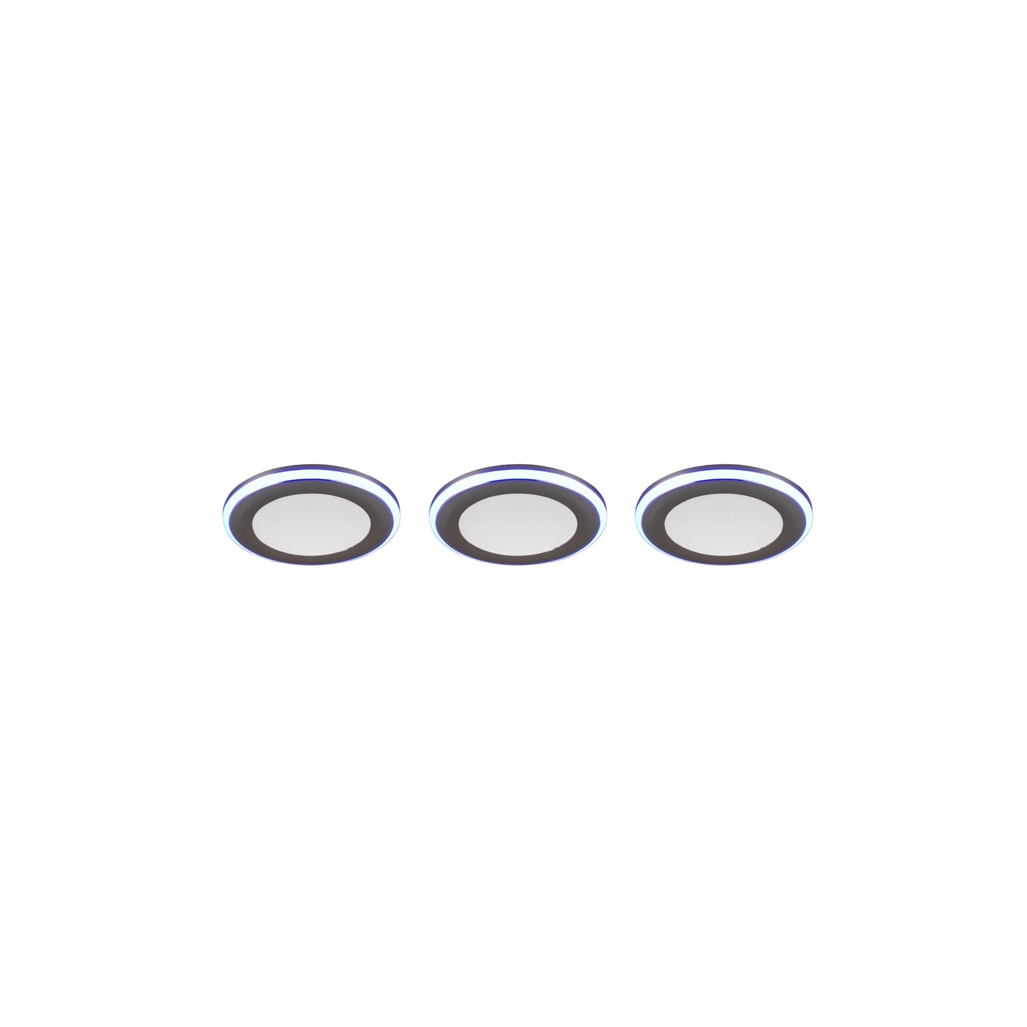 3er Set Trio LED Einbaustrahler Argus, chromfarben, dimmbar mit Farbwechsler.
