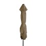 Zusammengebundener, greige Derby Marktschirm Basic Lift 200x250 cm mit Knickfunktion.