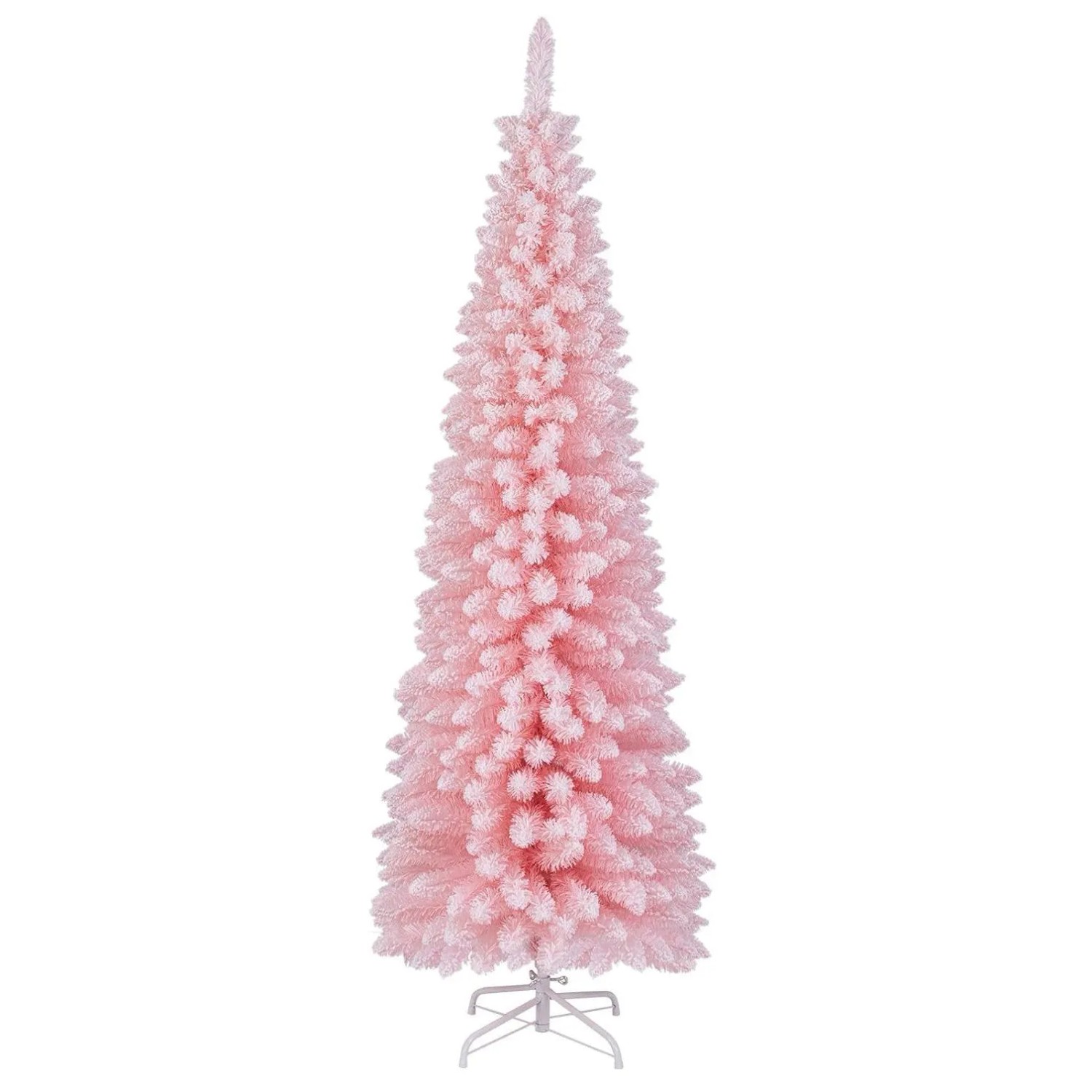 Costway Christbaum mit 460 Zweigspitzen & Metallständer Rosa 180 cm