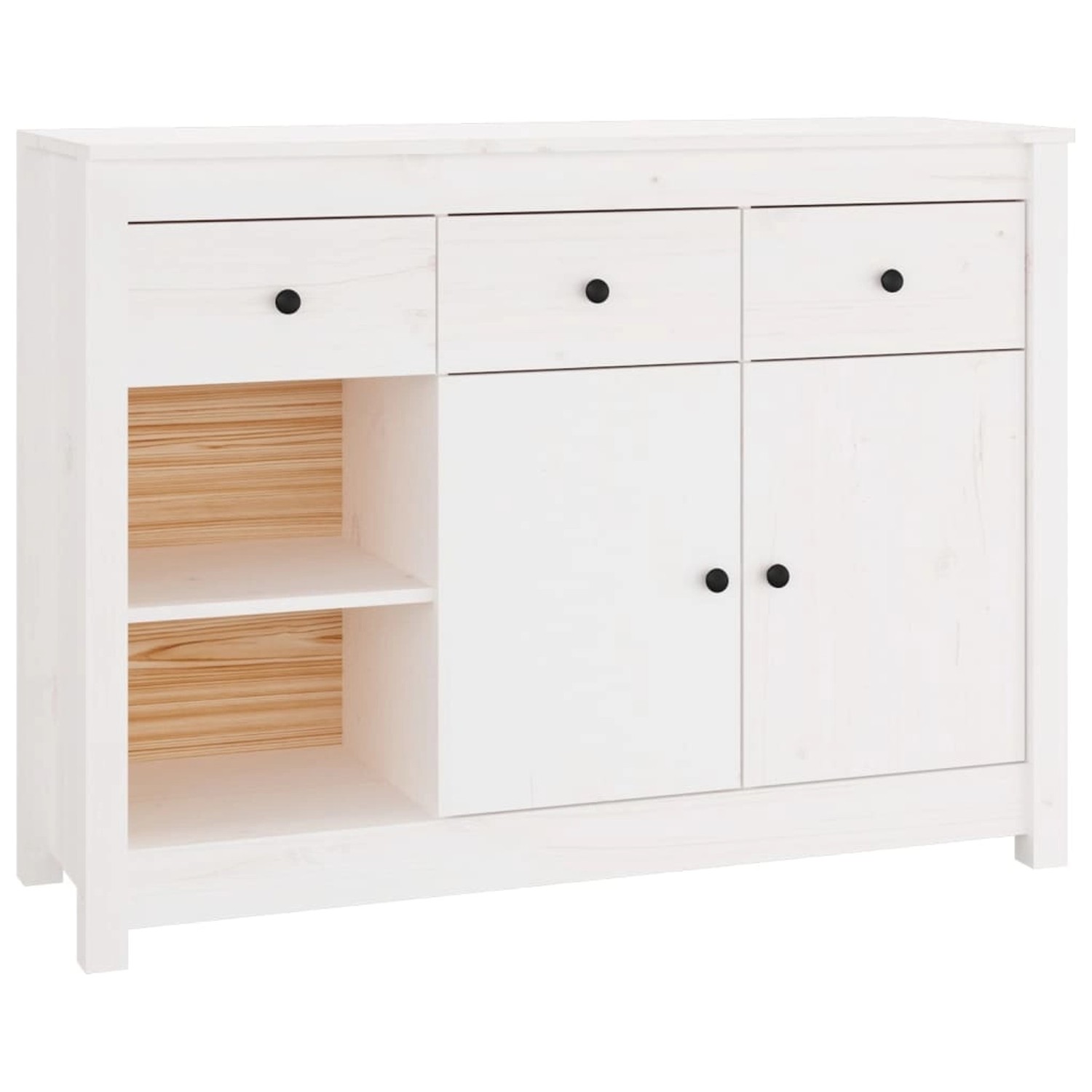 vidaXL Sideboard Weiß 100x35x74 cm Massivholz Kiefer 814555 günstig online kaufen