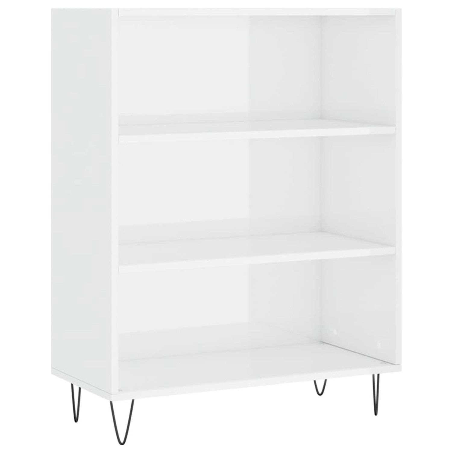 VidaXL Bücherregal Hochglanz-Weiß 69,5x32,5x90 cm Holzwerkstoff Metall günstig online kaufen