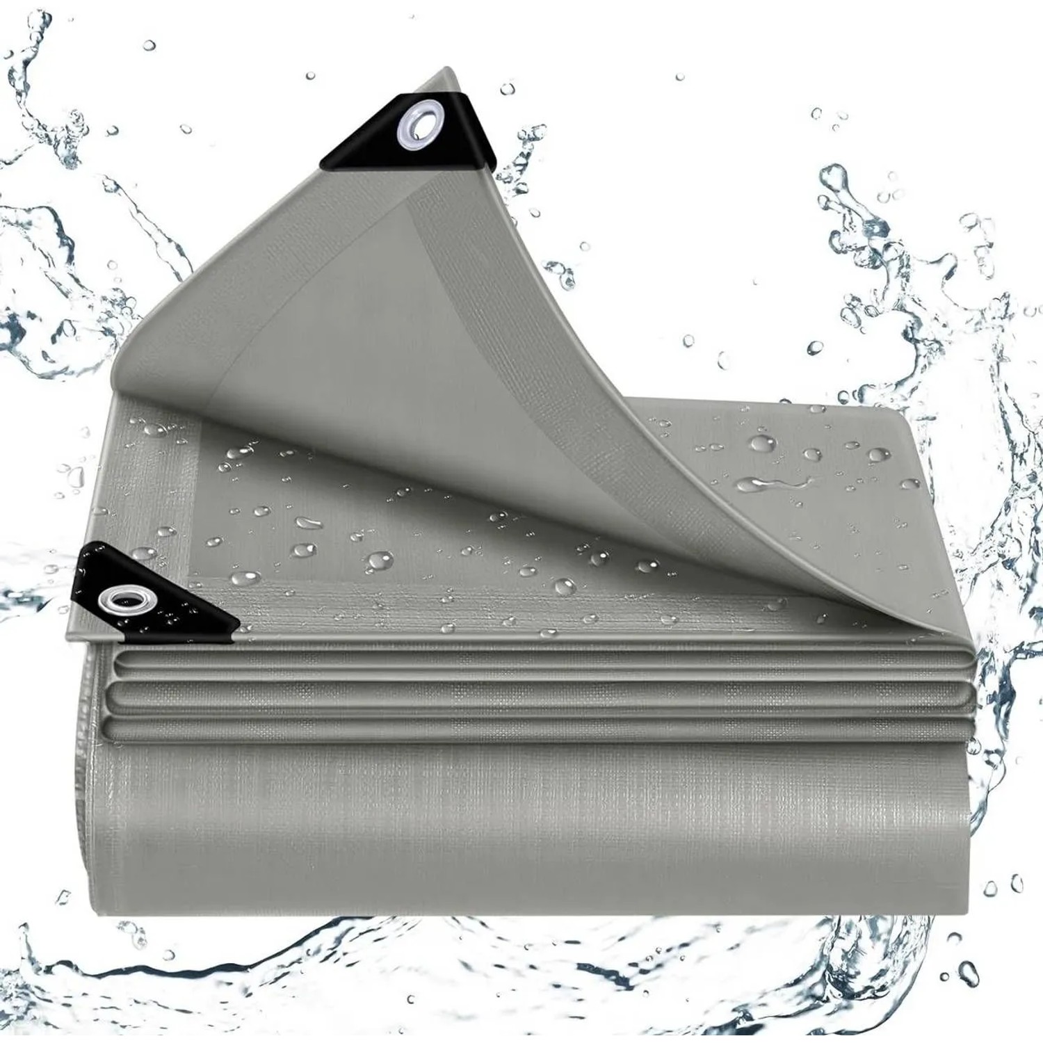 WOLTU Abdeckplane Wasserdicht 140 g/m² PE mit Ösen Grau 2x3 m