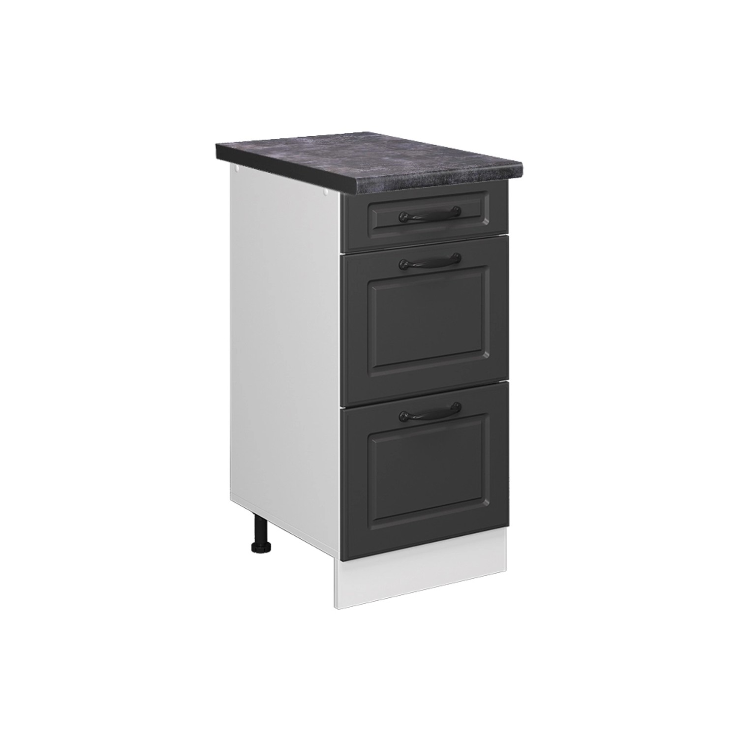 Vicco Küchenunterschrank R-Line Anthrazit Landhaus/Weiß 40 cm mit Schubladen AP Anthrazit