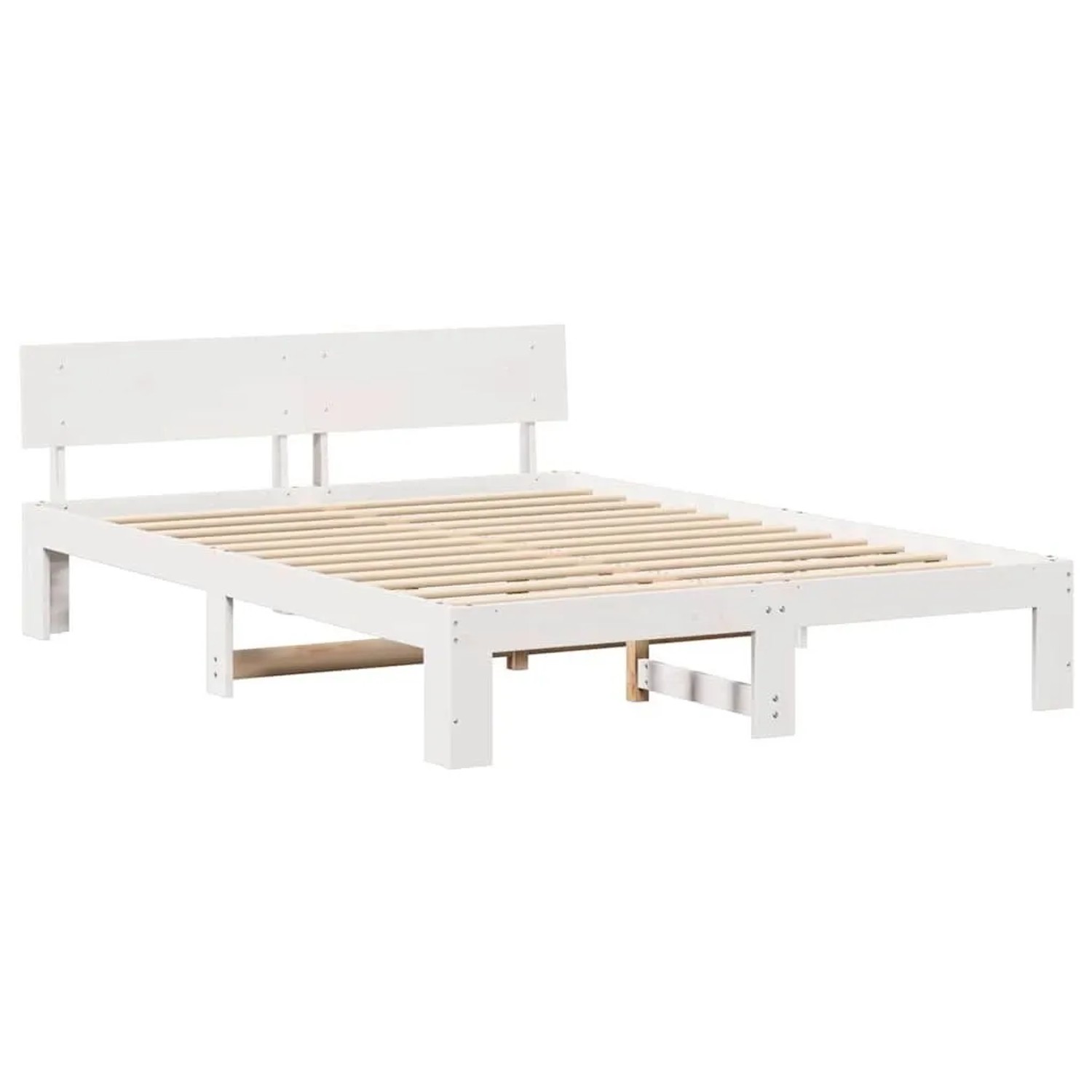 vidaXL Bettrahmen mit Kopfteil Weiß 140 x 200 cm Massives Kiefernholz 872651