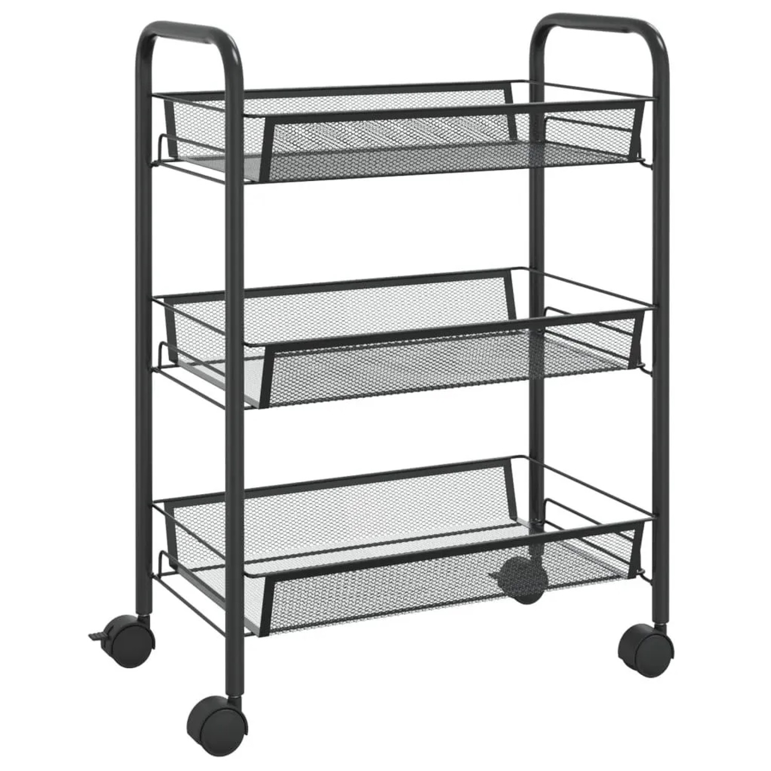 vidaXL Küchenwagen 3 Etagen Schwarz 46x26x64 cm Eisen 336322