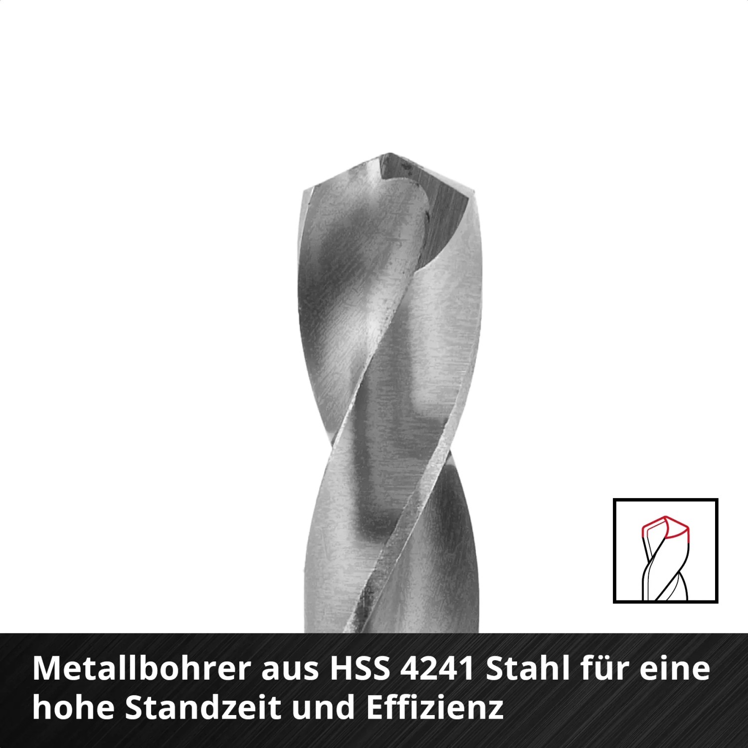 Metallbohrer aus dem Einhell Bitset, HSS 4241 Stahl, spiralförmig.