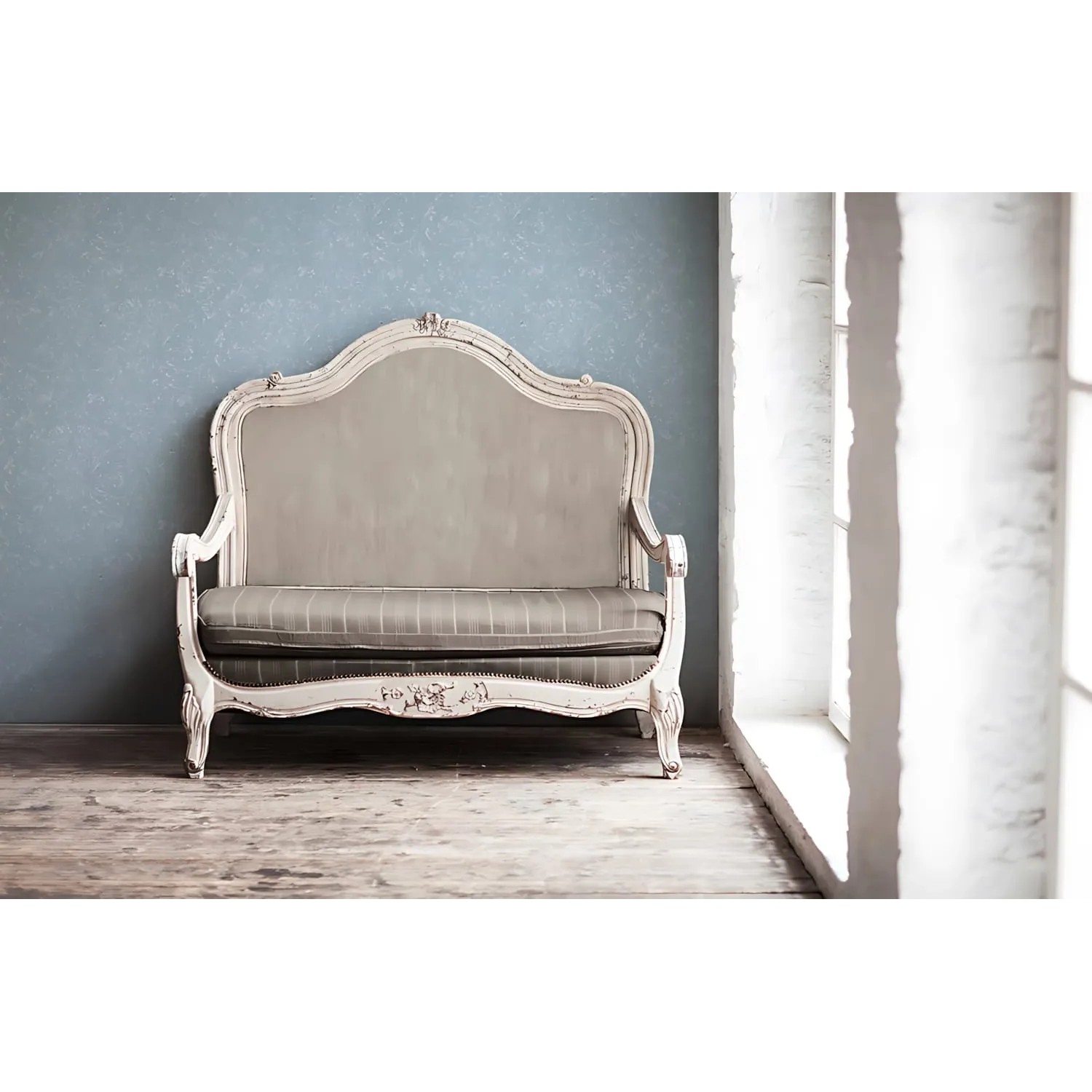 Barock Tapete 306605-GU mit blau-grünem Ornament und Schimmer für stilvolle Wände.