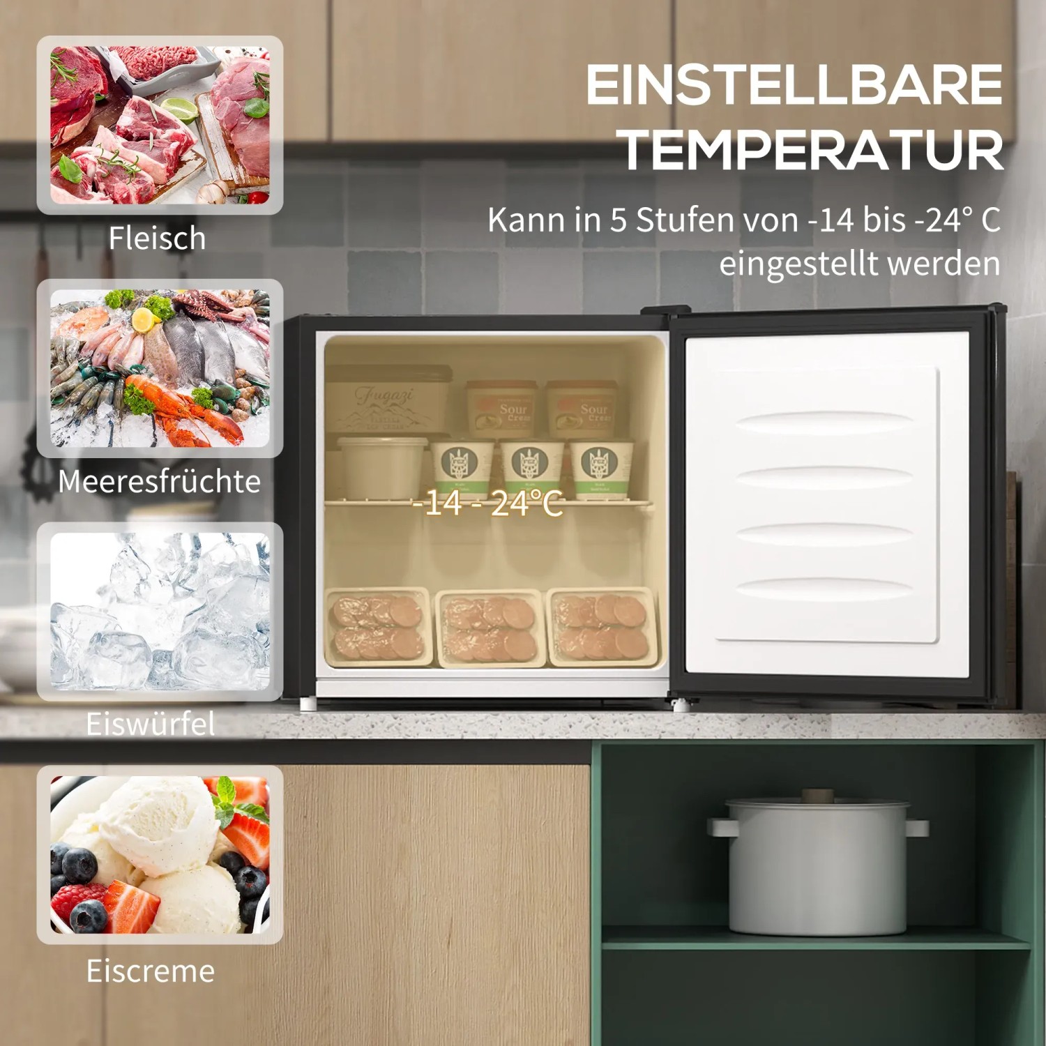 HOMCOM Mini Gefrierschrank Freistehend Schwarz 35 L 45 W kaufen bei OBI