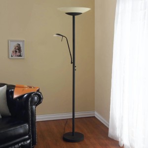 Lindby LED Stehlampe Ragna 9620650 Dimmbar Modern in Schwarz aus Glas 2-flammig Wohnzimmerleuchte