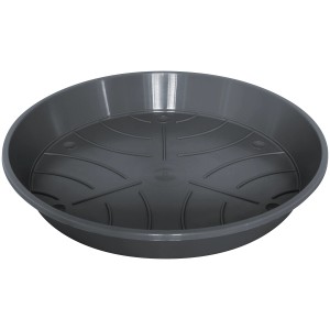 Anthrazitfarbener Geli Untersetzer Standard, ca. Ø 21 cm, aus Kunststoff für Pflanzen.