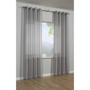 Silbergrauer Bennetti Schal Leinenoptik, transparenter Fenstervorhang mit Ösen, 140x245 cm.