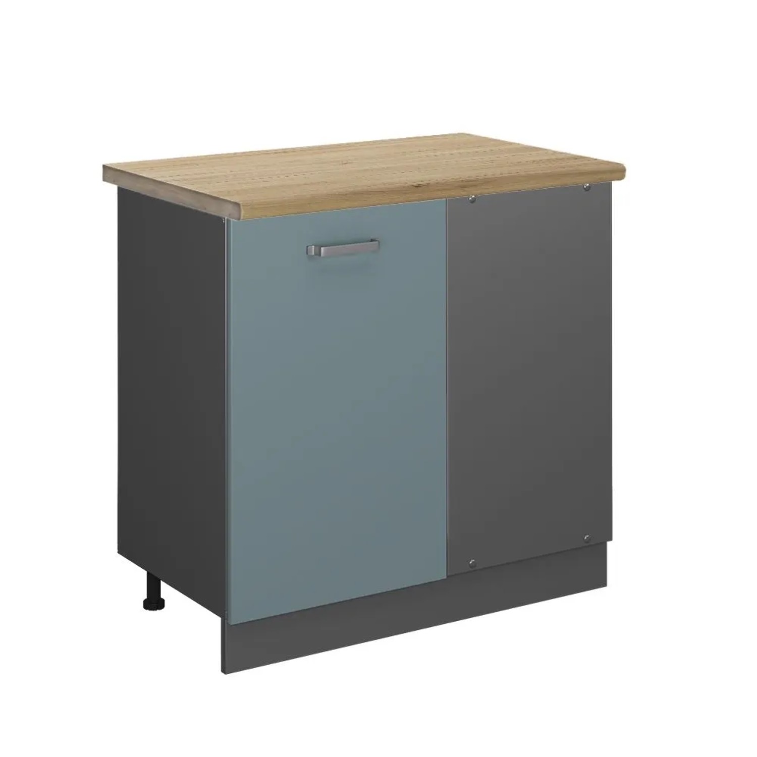 Vicco Eckunterschrank R-Line Küchen Eckschrank Blau-Grau Anthrazit 86 cm AP Eiche