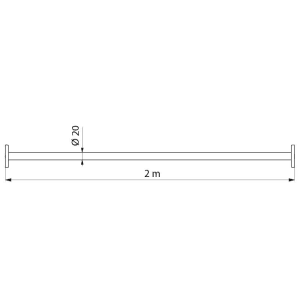 Delabie gerade Duschvorhangstange Edelstahl Ø20 mm, 2000 mm zuschneidbar